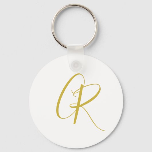 Porte-clés Calligraphie couleur or monogramme moderne minimal (Recto)