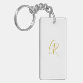 Porte-clés Calligraphie couleur or monogramme moderne minimal (Devant gauche)