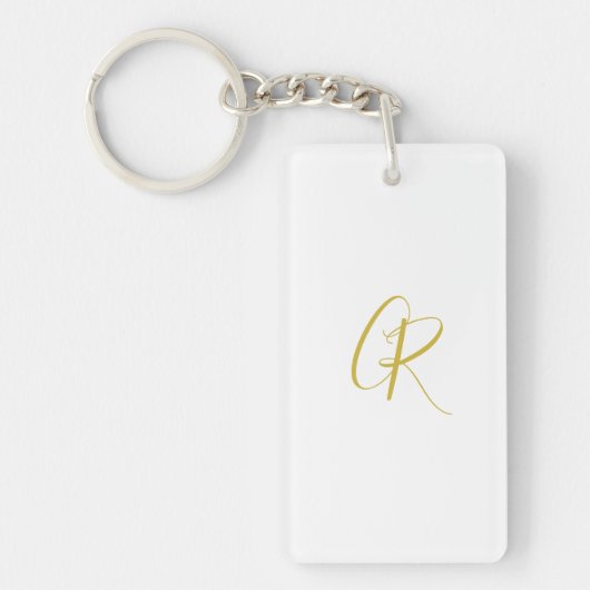 Porte-clés Calligraphie couleur or monogramme moderne minimal (Devant)