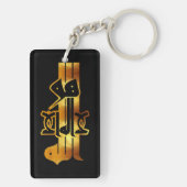 Porte-clés Calligraphie d'or : ♥ Anglais - Branche - Branche  (Dos)