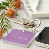 Porte-clés Calligraphie Élégant Lavande Plain Nom simple (Devant Droit)