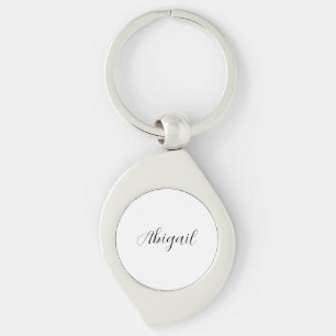 Porte-clés Calligraphie Elégant Noir Blanc Plaine Nom simple