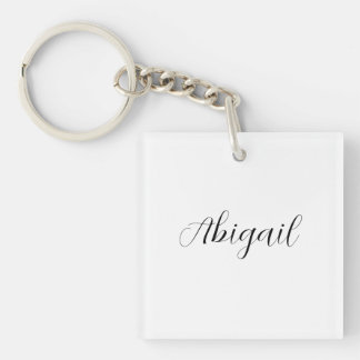 Porte-clés Calligraphie Elégant Noir Blanc Plaine Nom simple
