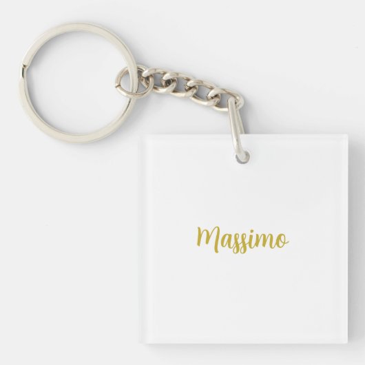 Porte-clés Calligraphie Élégant Or Blanc Simple Nom (Devant)