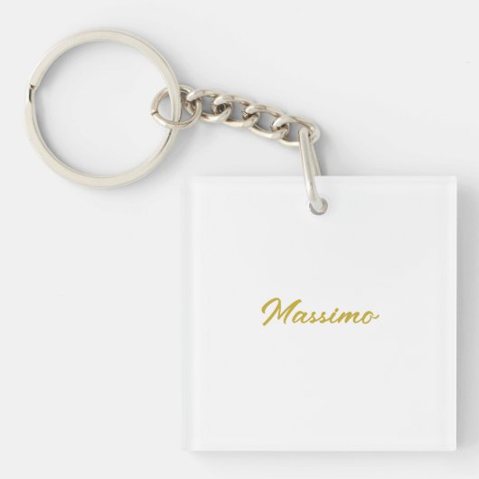 Porte-clés Calligraphie Élégant Or Blanc Simple Nom (Devant)
