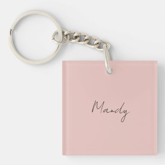 Porte-clés Calligraphie Élégant Rose Or Plaine Nom simple (Devant)