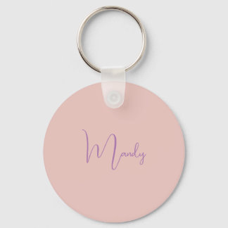 Porte-clés Calligraphie Élégant Rose Or Plaine Nom simple