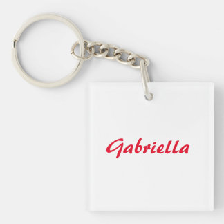 Porte-clés Calligraphie Élégant Rouge Blanc Plaine Nom simple