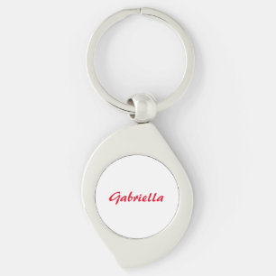 Porte-clés Calligraphie Élégant Rouge Blanc Plaine Nom simple