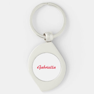 Porte-clés Calligraphie Élégant Rouge Blanc Plaine Nom simple