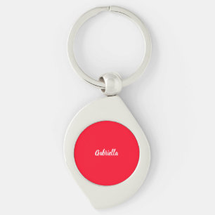 Porte-clés Calligraphie Élégant Rouge Blanc Plaine Nom simple