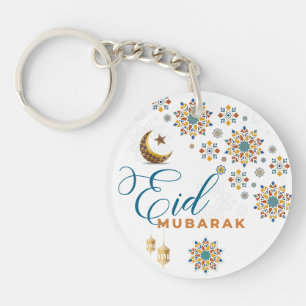 Porte-clés Calligraphie élégante Eid Mubarak Lune Étoiles