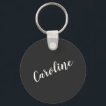 Porte-clés Calligraphie minimaliste noire Nom personnalisé<br><div class="desc">Calligraphie minimaliste Nom personnalisé Porte - clé en noir</div>