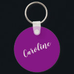 Porte-clés Calligraphie minimaliste violet Nom personnalisé<br><div class="desc">Calligraphie minimaliste Nom personnalisé Porte - clé en violet violet</div>