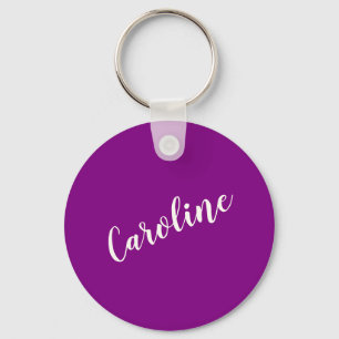 Porte-clés Calligraphie minimaliste violet Nom personnalisé