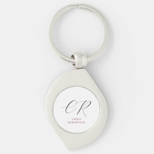 Porte-clés Calligraphie Monogramme Nom Black White Cadeau per (Devant)