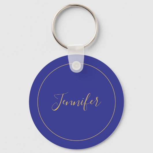 Porte-clés Calligraphie simple et unique de couleur bleu et o (Recto)