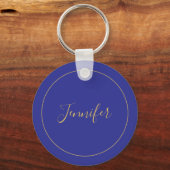 Porte-clés Calligraphie simple et unique de couleur bleu et o (Recto)