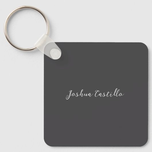 Porte-clés Calligraphie Simple Gris Nom Professionnel (Recto)