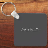 Porte-clés Calligraphie Simple Gris Nom Professionnel (Recto)