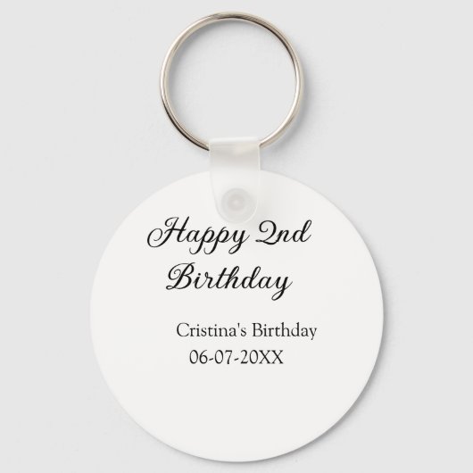 Porte-clés calligraphie simple minimum heureux 2e anniversair (Recto)