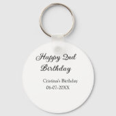 Porte-clés calligraphie simple minimum heureux 2e anniversair (Verso)