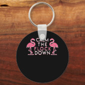 Porte-clés Calm the Flock Down Cute Pink Flamingo (Recto)