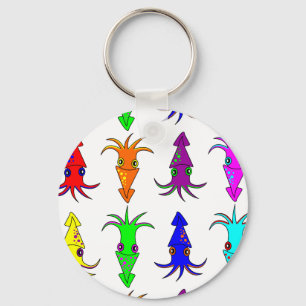 Porte-clés Calmar mignon d'arc-en-ciel