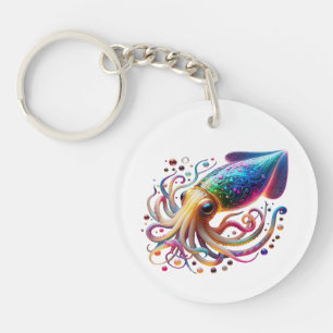 Porte-clés Calmar Néon Vibrant – Créature Colorée des Profond