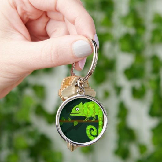 Porte-clés Caméléon vert mignon (main)