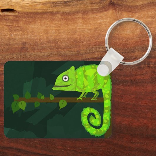 Porte-clés Caméléon vert mignon (Recto)