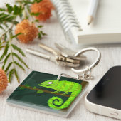 Porte-clés Caméléon vert mignon (Devant Droit)