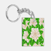 Porte-clés Camélias blancs et feuilles vertes (Devant gauche)