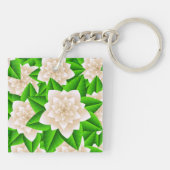 Porte-clés Camélias blancs et feuilles vertes (Dos)