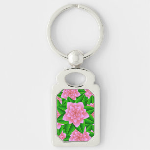 Porte-clés Camellias rose glace et Feuilles verts
