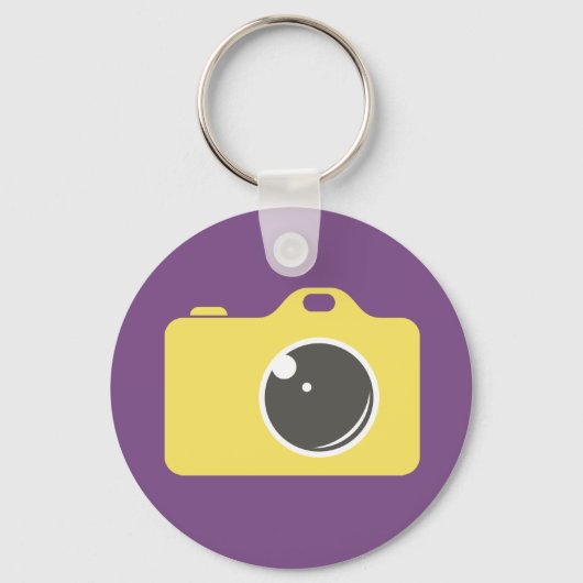 Porte-clés Caméra d'art pop violet Monogramme jaune (Verso)