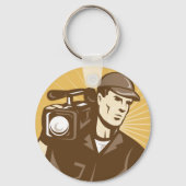 Porte-clés Caméraman professionnel et vidéaste Rétro (Recto)