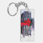 Porte-clés Camion antique avec couronne de Noël festive (Devant gauche)