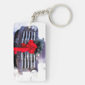 Porte-clés Camion antique avec couronne de Noël festive (Dos)
