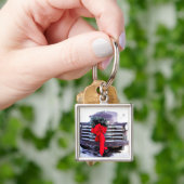 Porte-clés Camion antique avec couronne de Noël festive (main)