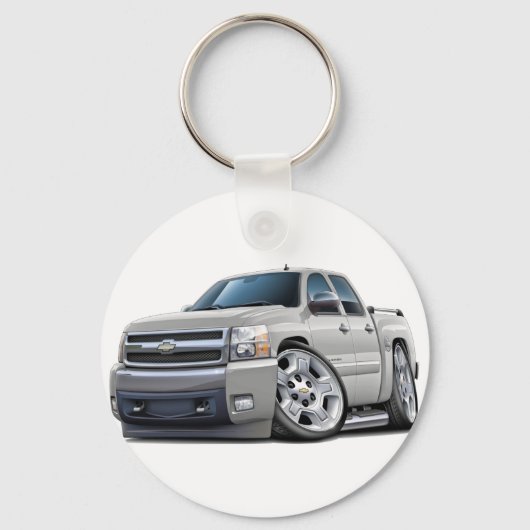 Porte-clés Camion blanc Chevy Silverado Dualcab (Recto)