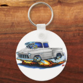 Porte-clés Camion blanc de cueillette Stepside 1955 Chevy (Recto)