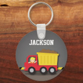 Porte-clés Camion de construction de camion rouge garçon (Recto)