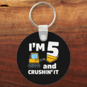 Porte-clés Camion de construction pour enfants 5e anniversair (Recto)