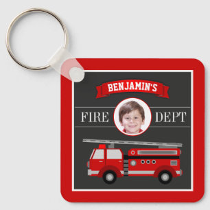 Porte-clés Camion de pompiers pompier photo personnalisée nom