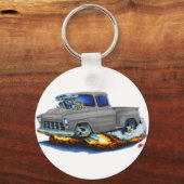 Porte-clés Camion Gris de cueillette en cuir Chevy 1955 (Recto)
