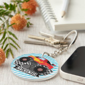 Porte-clés Camion Monster Rouge ; Drapeau À damiers ; Bleu (Devant droit)