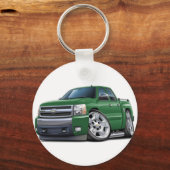 Porte-clés Camion vert Chevy Silverado Dualcab (Recto)