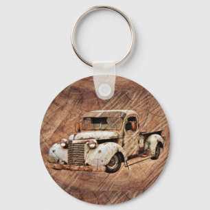 Porte-clés Camion vintage Bois rustique