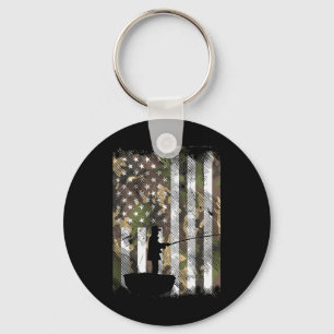 Porte-clés Camo Us Drapeau Pêcheur Vintage Pêche Patriotique